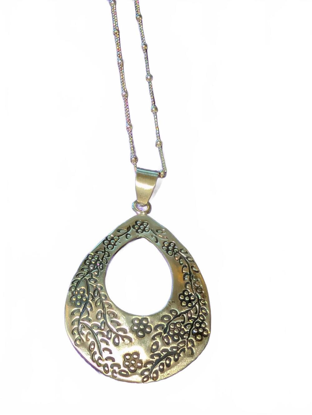 Satya Sterling Silver Floral Teardrop Pendant Necklace
